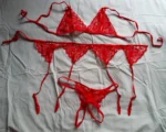 ensemble string fendu, soutien gorge, porte jarretelle