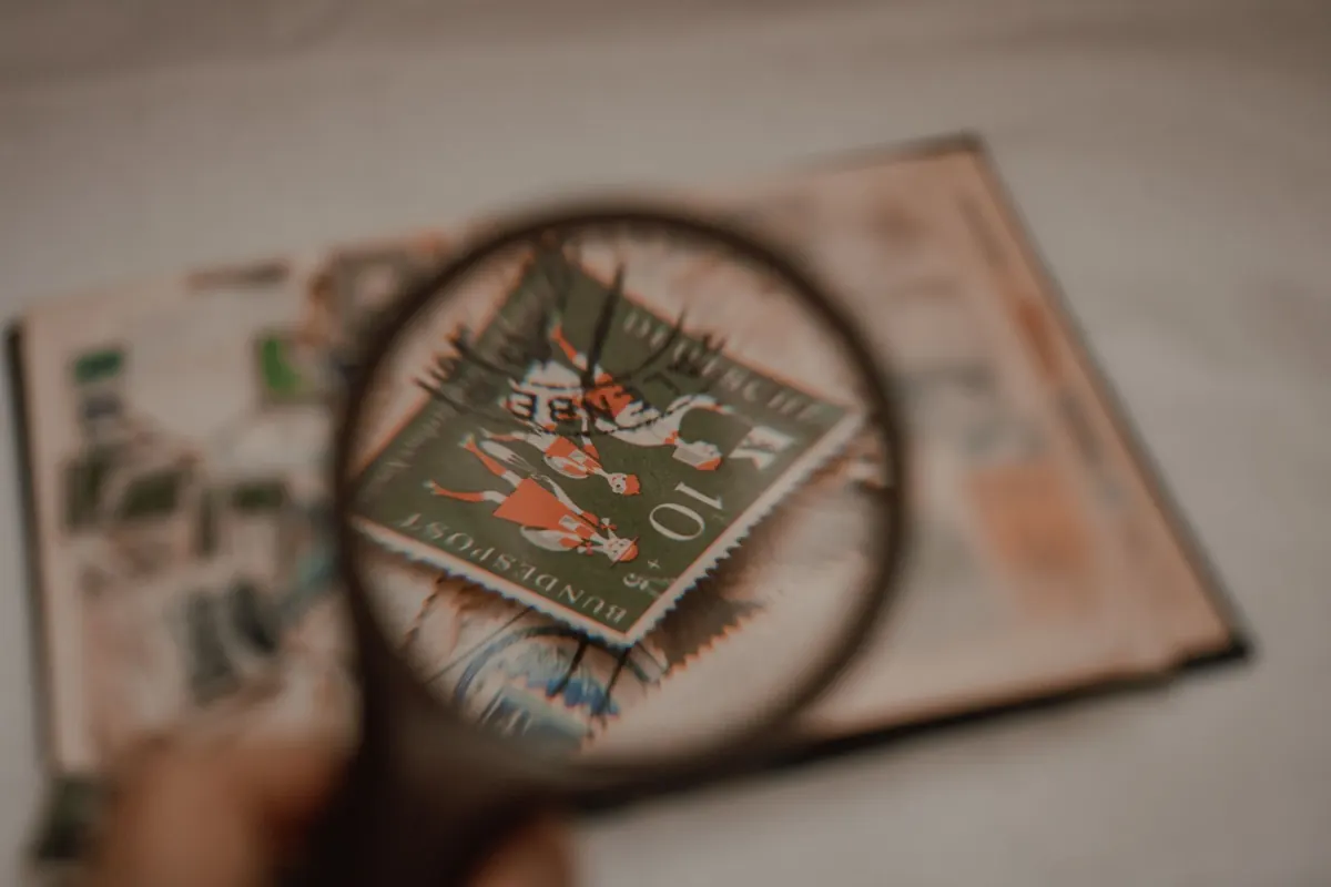 Loupe sur un timbre, en illustration de « ce que les meilleures vendeuses ont en commun »